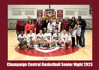 Champaign Central Basketball Senior Night 2023 group with parents jpeg