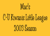 2003 Mac's Little League Twin City Champions